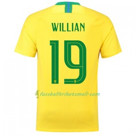 Günstige Fußballtrikots Brasilien Willian 19 WM 2018 Heimtrikotsatz kaufen